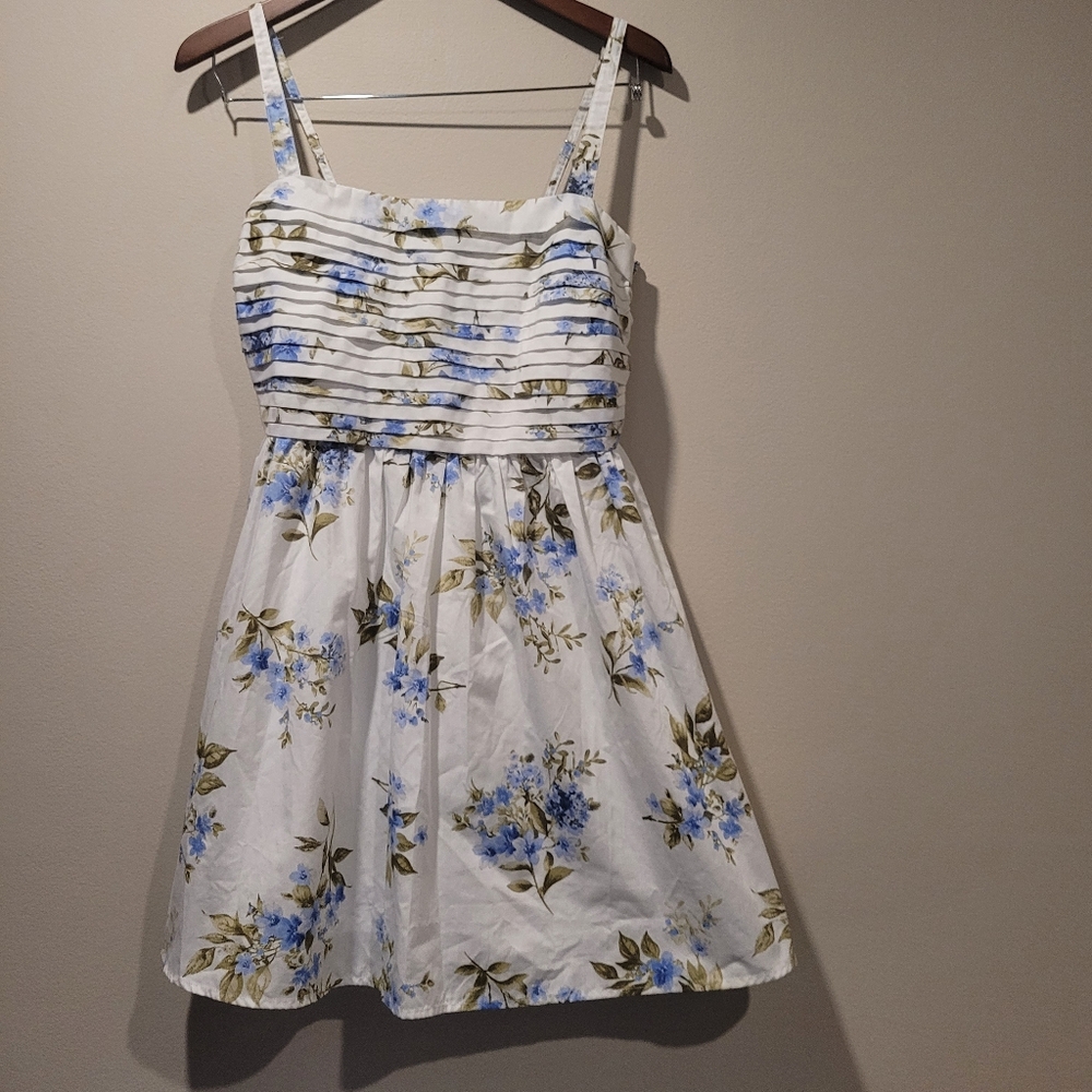 Altar'd State Blue and White Floral Fit-and-Flare Dress size Large